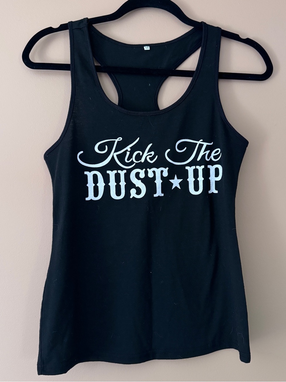 Kick The Dust Up Black Graphic Racerback Tank